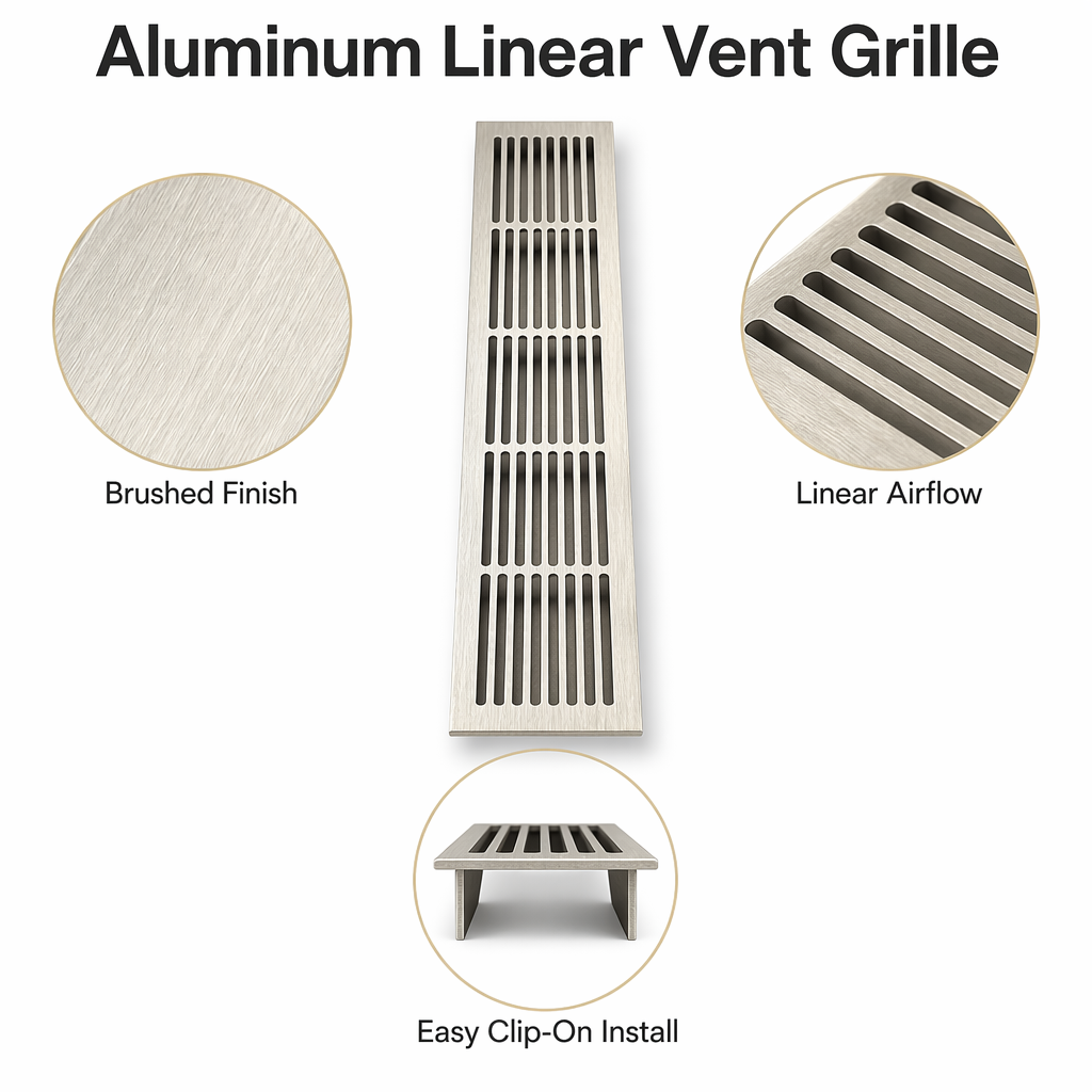 Brushed gray Aluminum Honeycomb Vent Grille Mildew Resistant Kitchen Cabinet Air Vent Cover