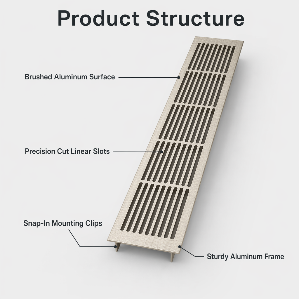 Brushed gray Aluminum Honeycomb Vent Grille Mildew Resistant Kitchen Cabinet Air Vent Cover