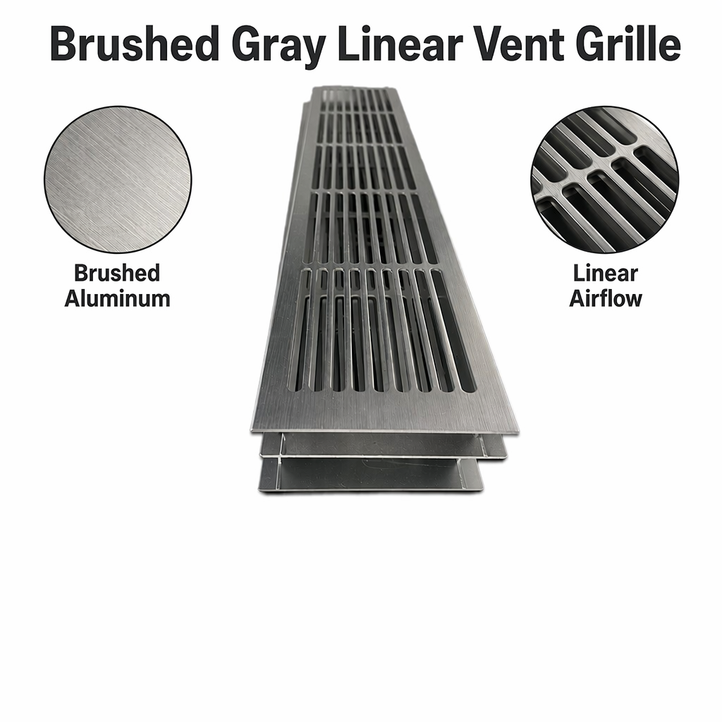 Brushed gray Aluminum Honeycomb Vent Grille Mildew Resistant Kitchen Cabinet Air Vent Cover