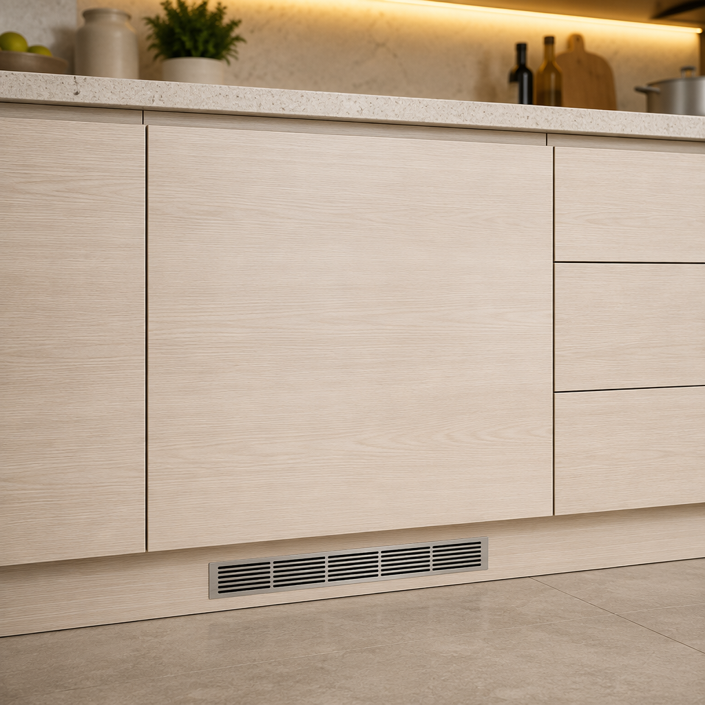 Brushed gray Aluminum Honeycomb Vent Grille Mildew Resistant Kitchen Cabinet Air Vent Cover - scene view