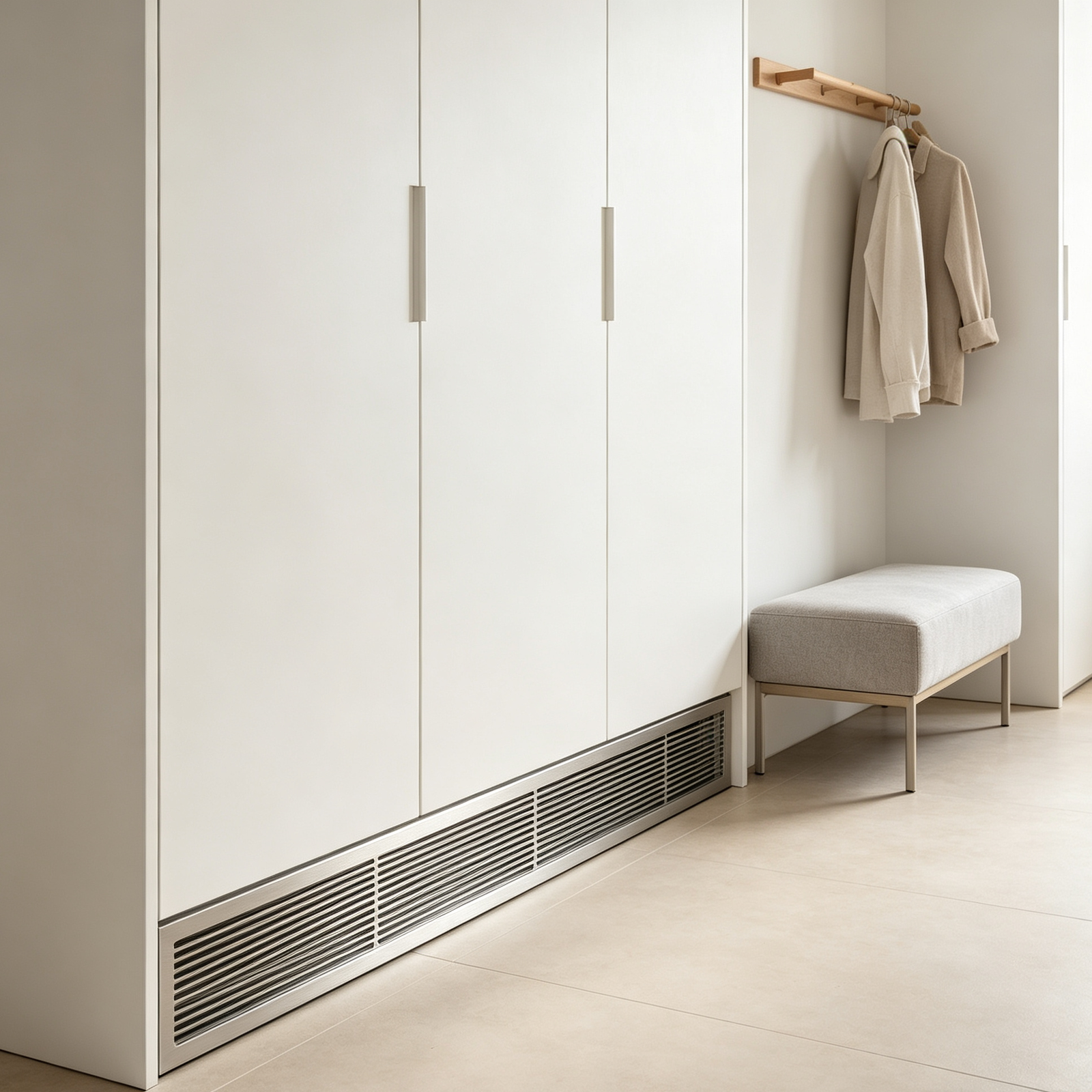 Brushed gray Aluminum Honeycomb Vent Grille Mildew Resistant Kitchen Cabinet Air Vent Cover - scene view