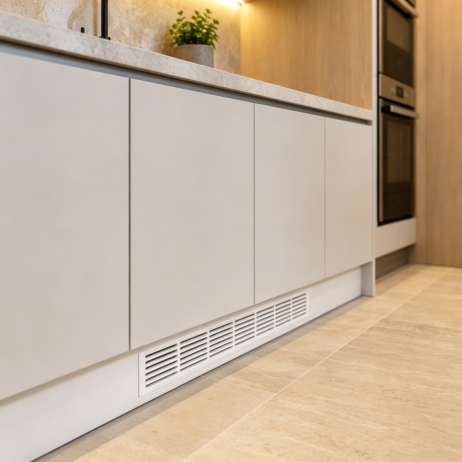 White Aluminum Slat Vent Grille Mildew Resistant for Kitchen Cabinet Factory Supply - scene view