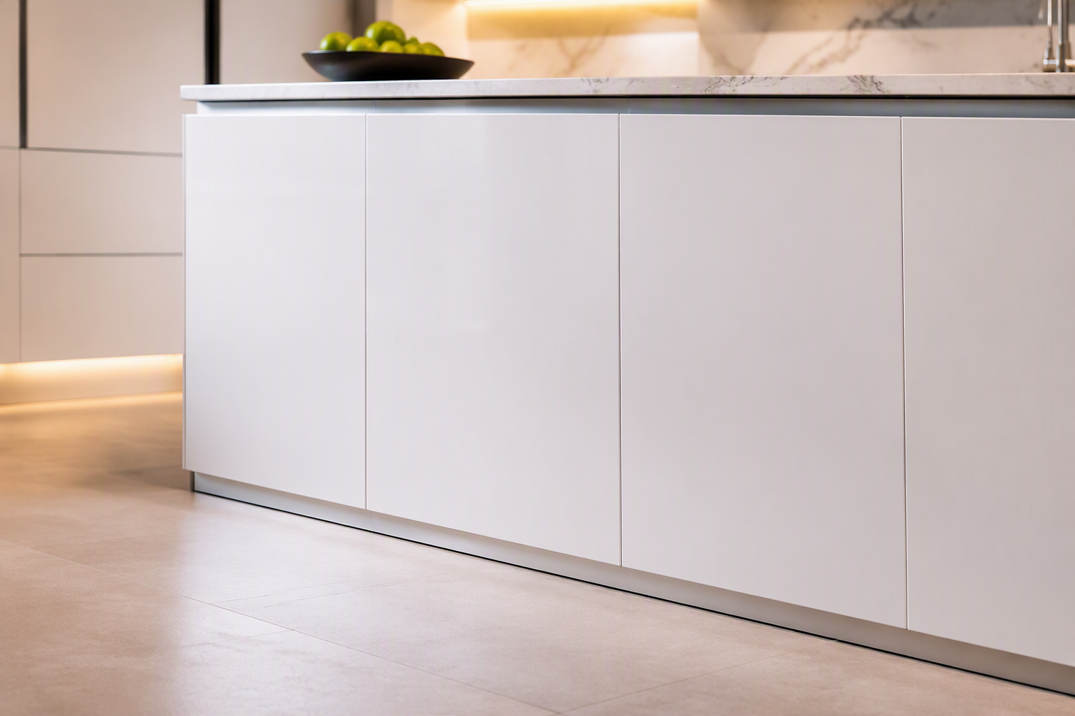 Anodized Aluminum Flush G Pulls Hidden Minimalist Cabinet Handles for Kitchen & Bathroom - scene view