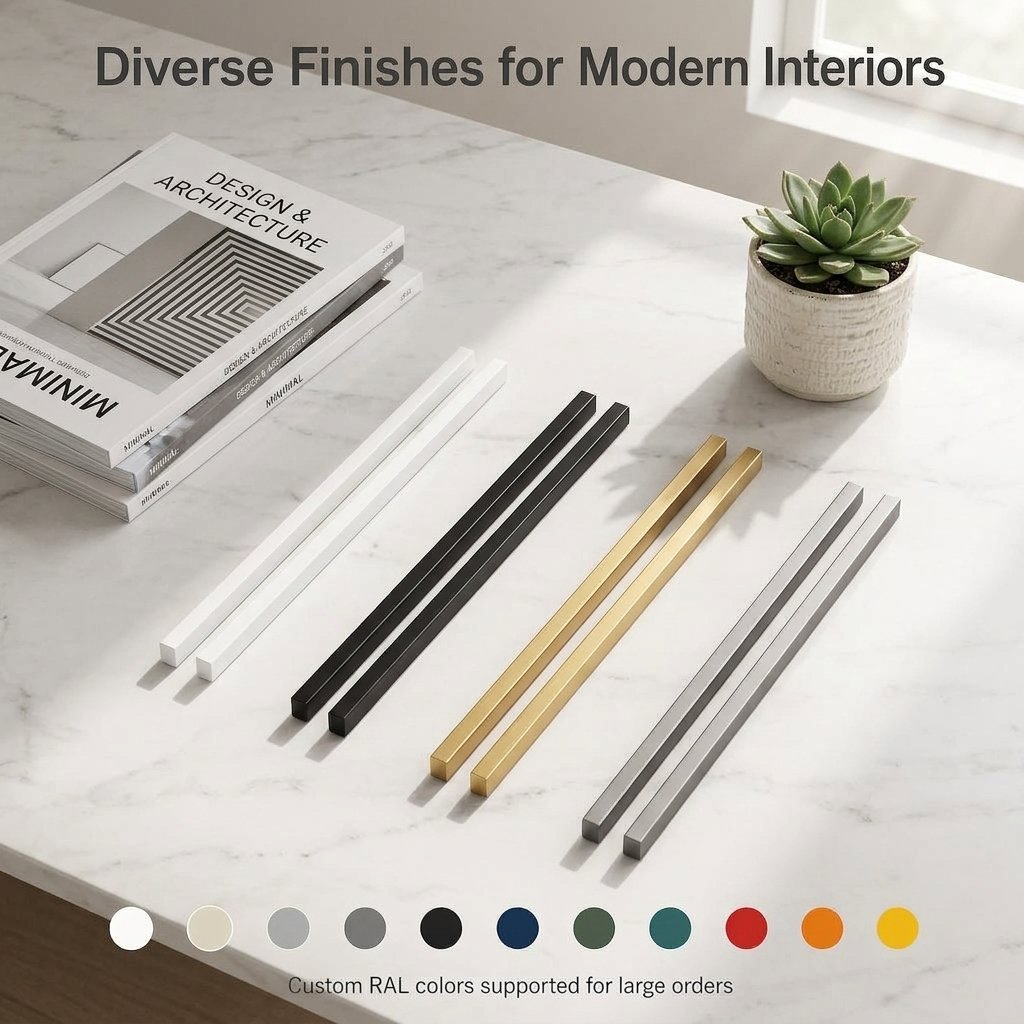 Modern Matte Black Aluminum Kitchen Cabinet Handle Manufacturer For Custom OEM Orders