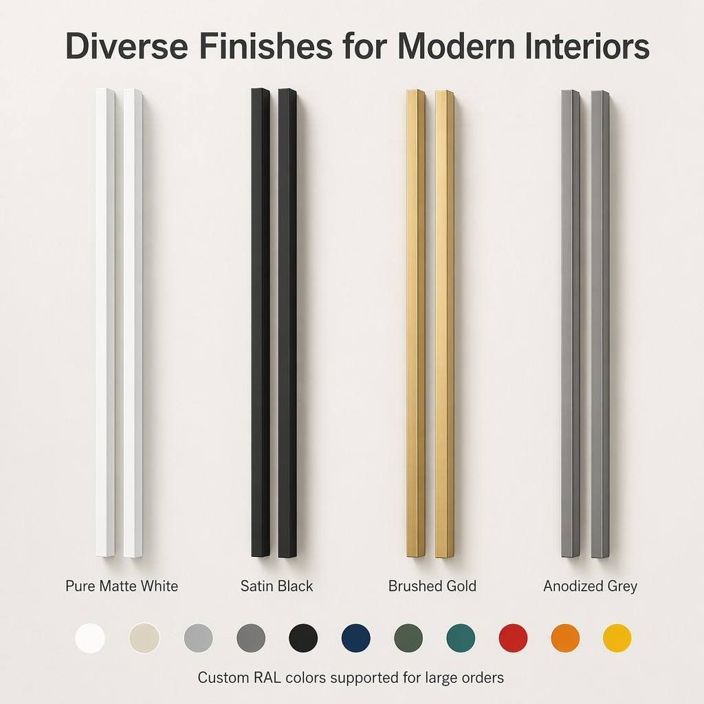 Modern Matte Black Aluminum Kitchen Cabinet Handle Manufacturer For Custom OEM Orders