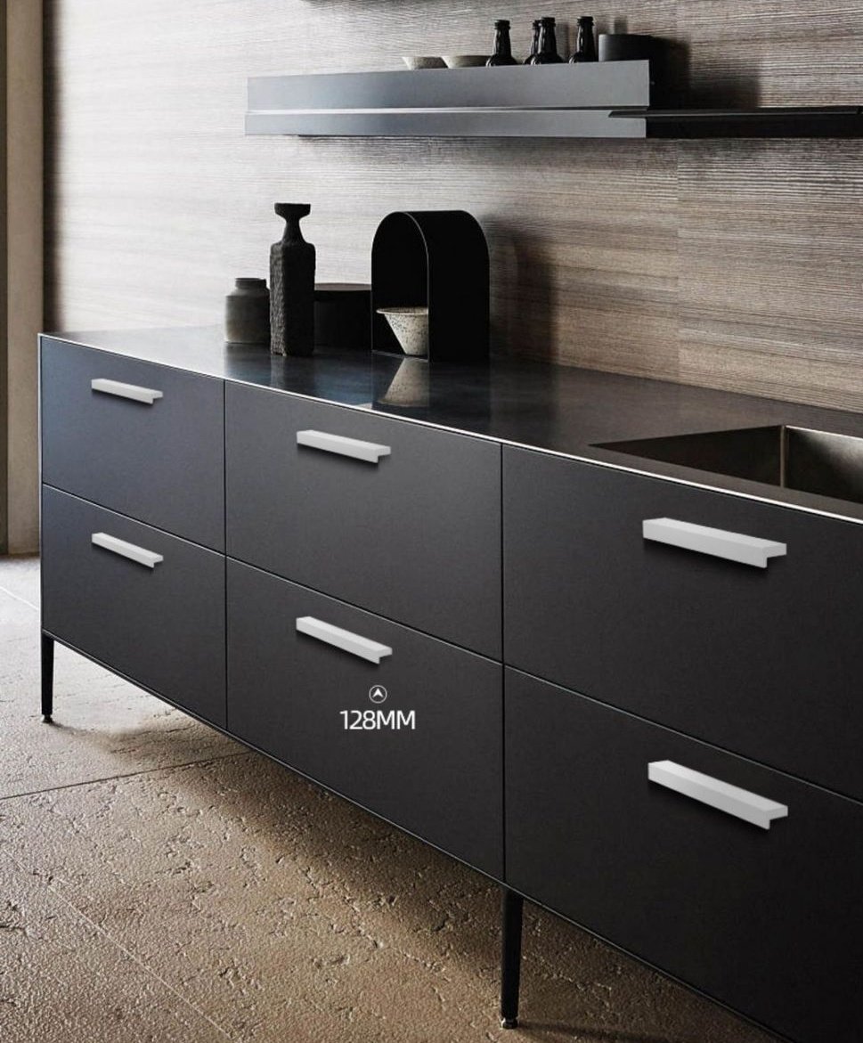 Bulk Aluminum Extruded Handles Slim Curved Kitchen Cabinet Drawer Decorative Simple Edge Factory Direct - scene view