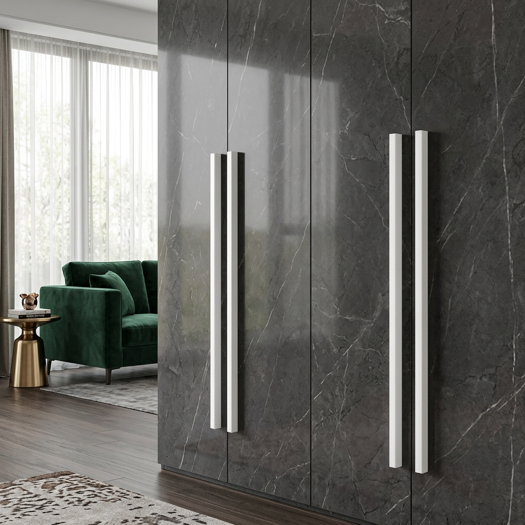 Bulk Aluminum Extruded Handles Slim Curved Kitchen Cabinet Drawer Decorative Simple Edge Factory Direct - scene view