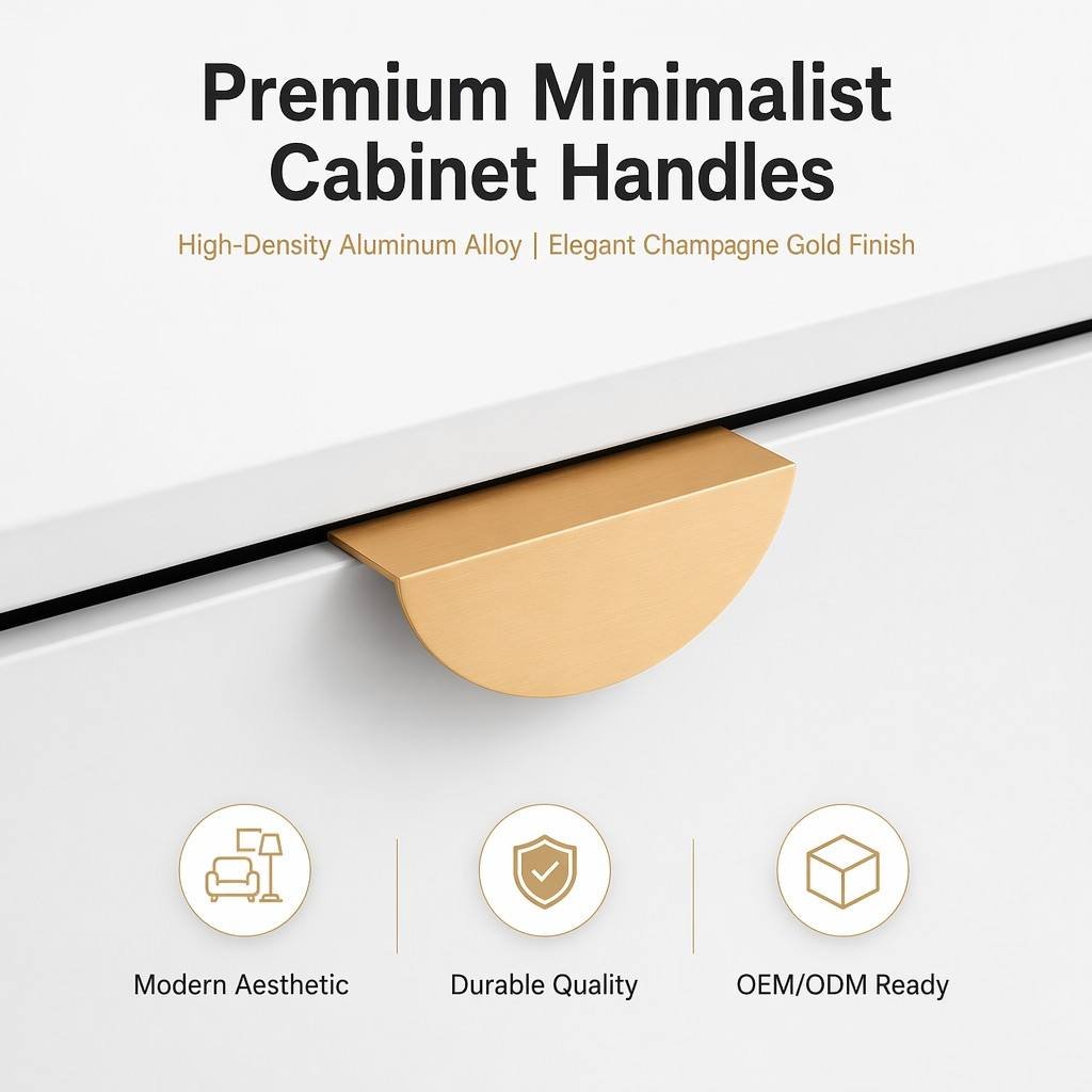 High Grade French Square Aluminum Drawer Pulls, Rust Resistant Easy Mount Handles for Dining Cabinets & Hotel Engineering Projects