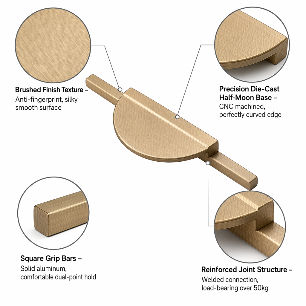 Aluminum Cabinet Drawer Handle, American Farmhouse Style Rust Resistant Kitchen Hardware, Durable Easy Install Pulls for Condo Bathroom Cupboards