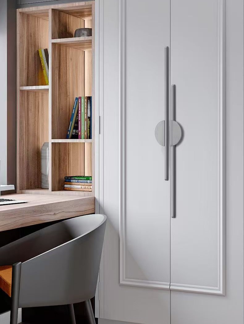 Aluminum Cabinet Drawer Handle, American Farmhouse Style Rust Resistant Kitchen Hardware, Durable Easy Install Pulls for Condo Bathroom Cupboards - scene view