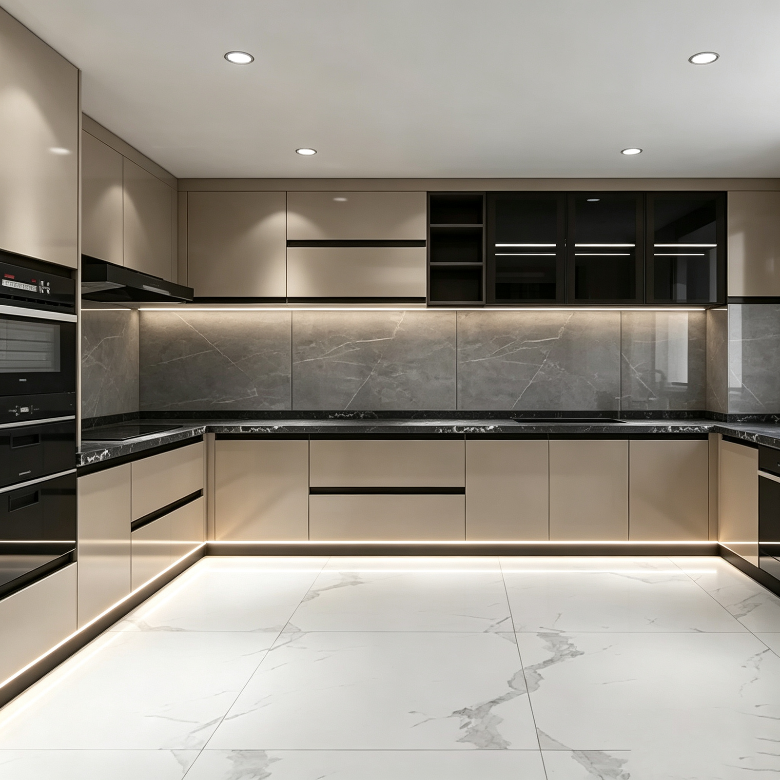 Anodized Aluminum Flush G Handles, Contemporary Invisible Cabinet Pulls for US Kitchen & Bathroom Cupboards - scene view