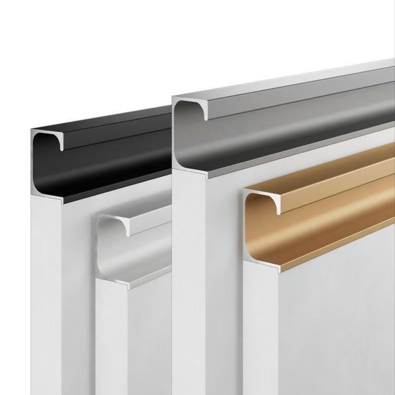 Gunmetal Anodized Aluminum Flush G Handles, Invisible Modern Cabinet Handles for Europen Kitchen & Bathroom Cupboards