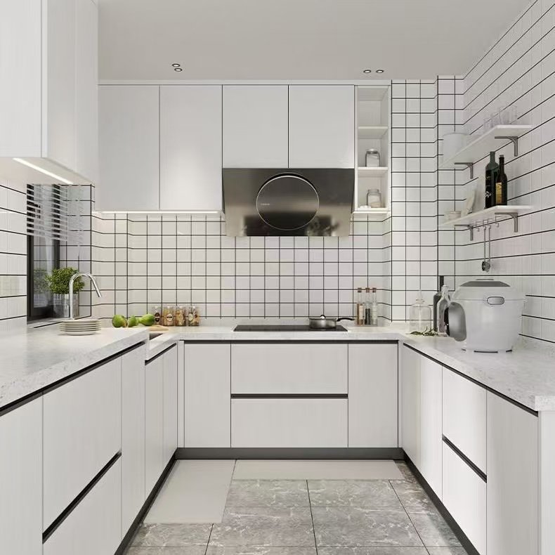 Gunmetal Anodized Aluminum Flush G Handles, Invisible Modern Cabinet Handles for Europen Kitchen & Bathroom Cupboards - scene view