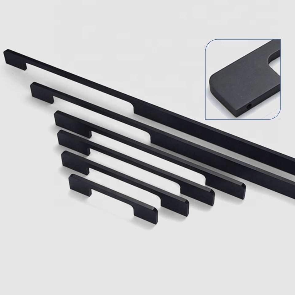 Minimalist Square Solid Aluminum Cabinet Pull Handle Easy Install Kitchen Drawer Hardware
