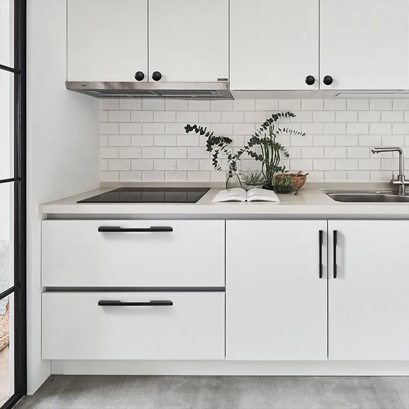 Minimalist Square Solid Aluminum Cabinet Pull Handle Easy Install Kitchen Drawer Hardware - scene view