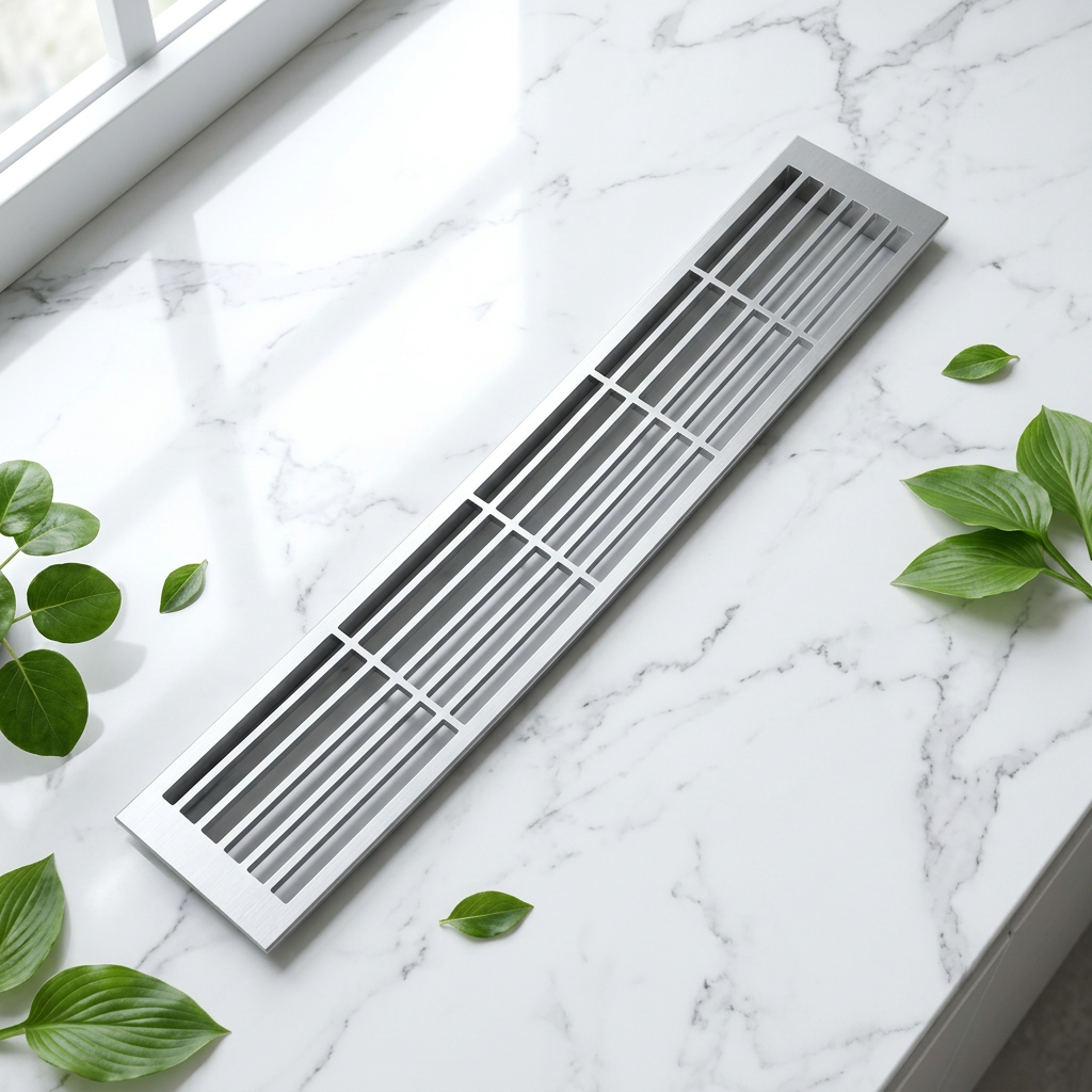 Tropical Charcoal Aluminum Slat Vent Grille, Mildew Proof Airflow Cover for Humid Tropical Kitchen Cabinets