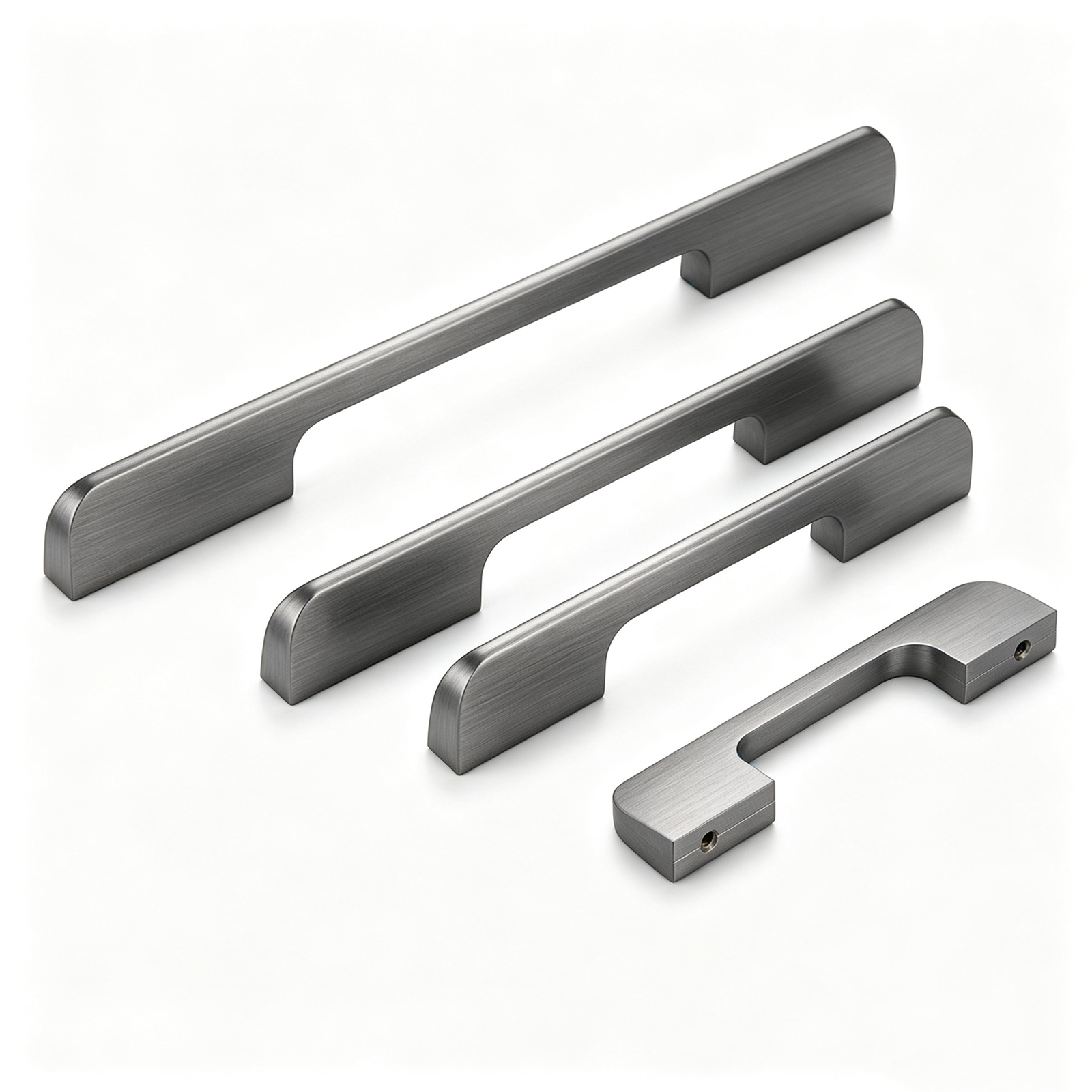 Gunmetal Anodized Aluminum Handles, Nordic Square Cabinet Pulls for US Kitchen & Bathroom Cupboards