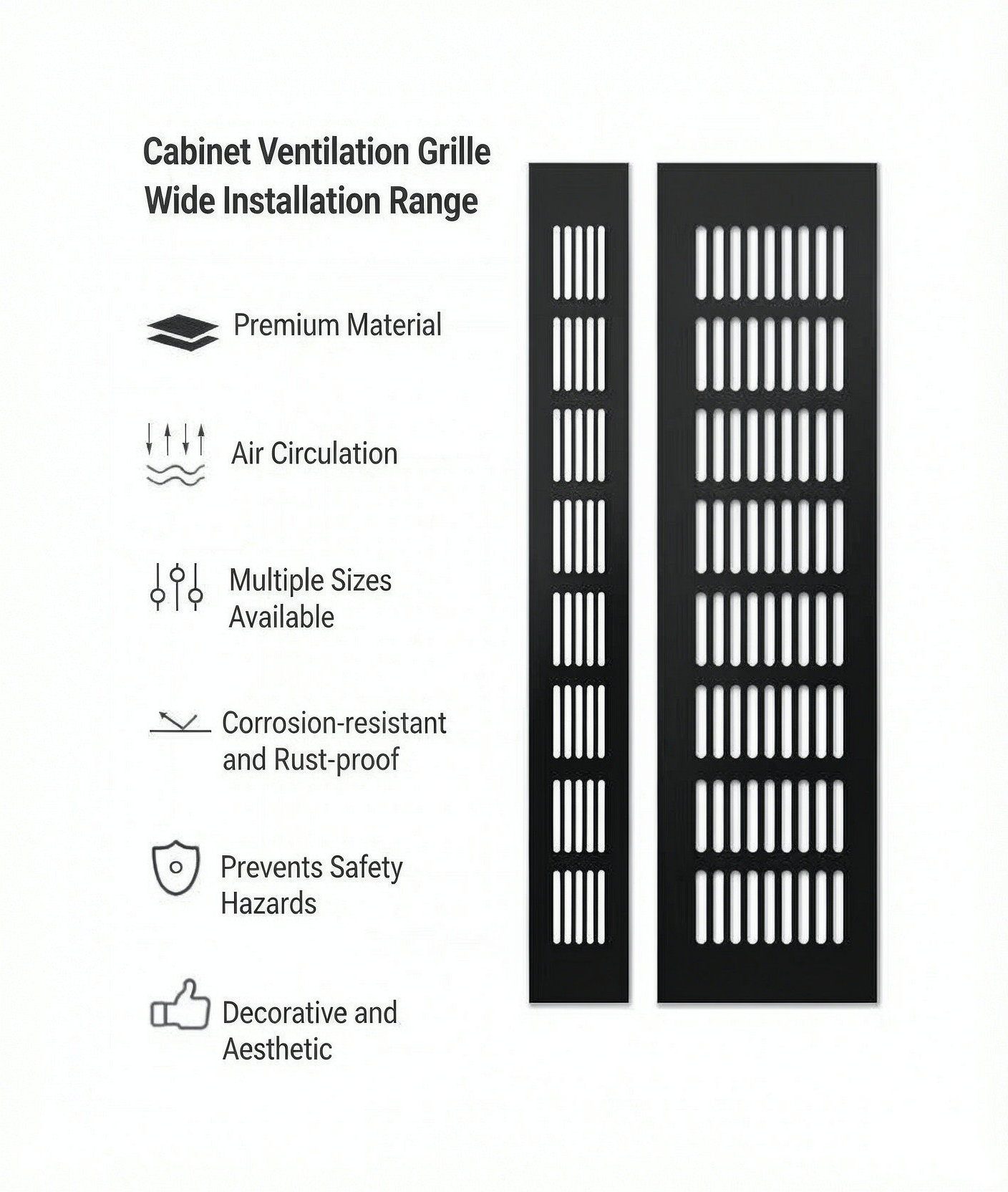 High airflow breathable mesh design, durable aluminum material, bulk supply for cabinet makers and renovation projects