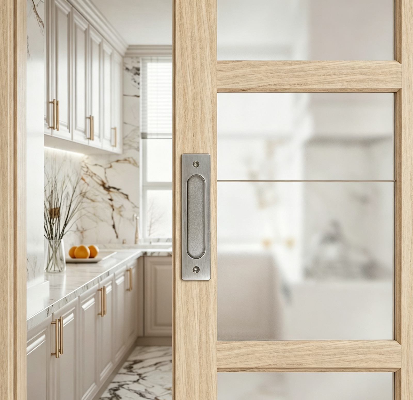 Concealed Pull Hidden Handle Recessed Door Handles Sliding Closet Door Finger Flush Pulls - scene view