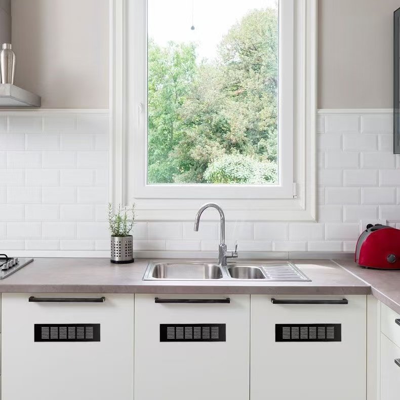 Aluminum Alloy Rectangular Grill Cover for Kitchen Cabinet Ventilation Fresh for Air Vent for Wardrobe Furniture Hardware - scene view