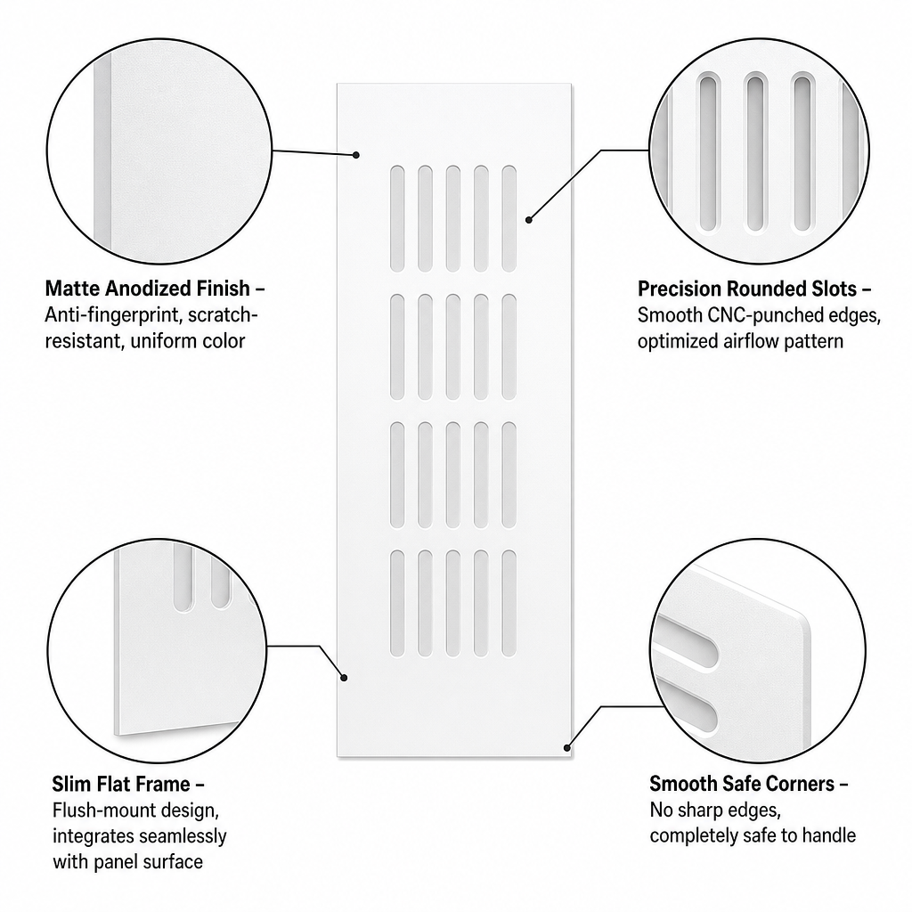 Customized OEM Kitchen Cabinet air Hole Rectangular Cupboard Breathable Aluminum Alloy Ventilation Net