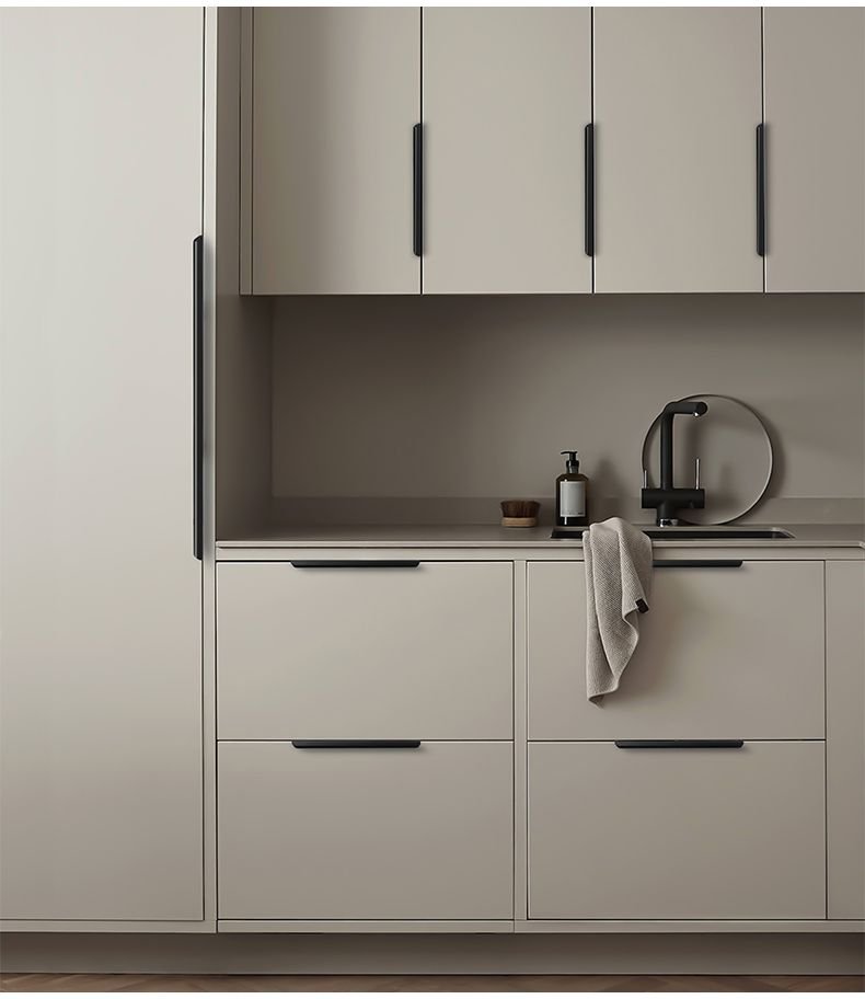 Modern Style 64 MM Concealed Finger Edge Drawer Pull Handle Black Aluminum Profile for Cabinets for Living Room Warehouse - scene view
